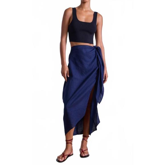 NEW APIECE APART lexi sarong skirt in navy - Picture 1 of 2